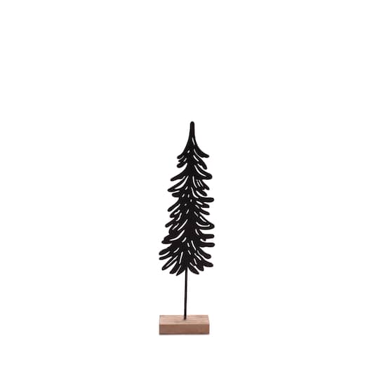 Melrose Cut-Out Metal Pine Tree with Wood Base Set